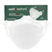 WellBefore Premium KN95 Disposable 4Ply Face Masks, Pack of 10, Small, White, Individually Wrapped, Adjustable Ear Loops, Aluminum nose pin, 3D-Style