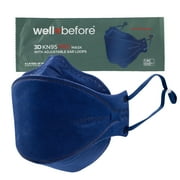 WellBefore Premium KN95 Disposable 4Ply Face Masks, Pack of 10, Medium, Denim, Individually Wrapped, Adjustable Ear Loops, Aluminum nose pin, 3D-Style