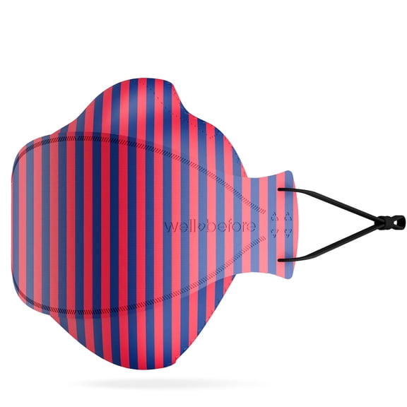 WellBefore Premium KN95 Disposable 4Ply Face Masks, Pack of 10, Medium, Berry Stripe, Individually Wrapped, Adjustable Ear Loops, 3D-Style