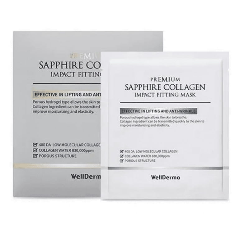 WellDerma☆PREMIUM SAPPHIRE COLLAGEN マスクパック 8枚SET WellDerma Premium Sapphire Collagen Impact Fitting Mask