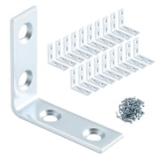 WellMade 1-1/2 in. Corner Brace, Zinc Plated Steel L-Bracket with Screws for Furniture and Wood Projects, 20 pack