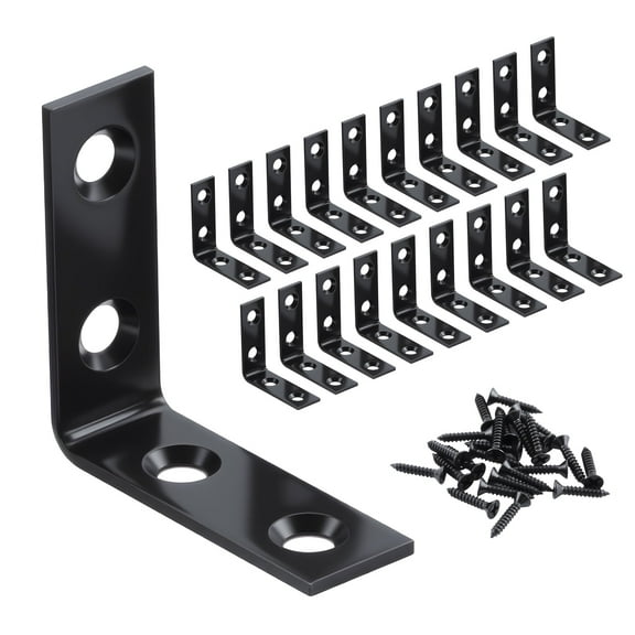 WellMade 1-1/2 Inch Corner Braces,Small Metal Joist Right Angle L Brackets for Wood with Screws,20 Pack