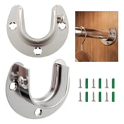 WellMade Heavy Duty Closet Rod Bracket U Shape Silver Stainless Steel 1-3/8" Wall Mount Closet Brackets for Rod with Hardware