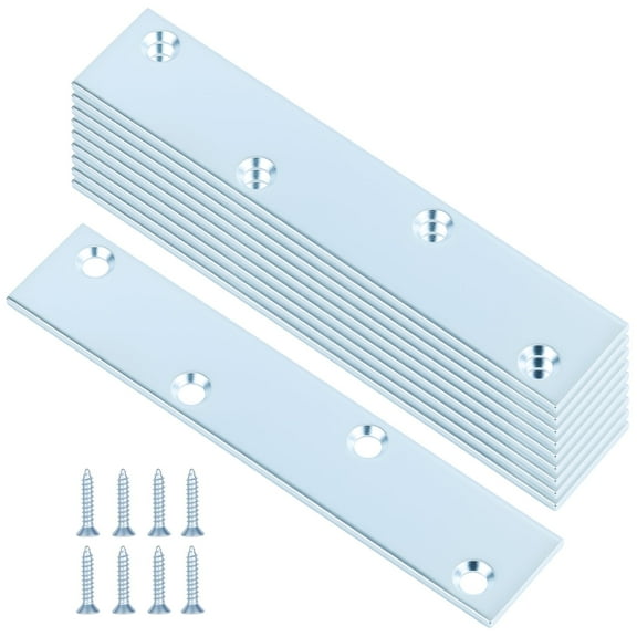 WellMade 10 Pcs 5" Zinc Plated Steel Flat Mending Plates - Heavy Duty Rust-Resistant Straight Braces, Reinforcement Joining Plates for Wood, Furniture