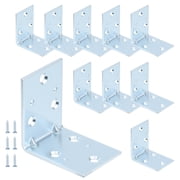 WellMade 2 in. Double Wide Corner Brace, Zinc Plated Iron Angle Bracket with Screws, Heavy Duty L-Shape for Furniture & Shelves, 10 pack