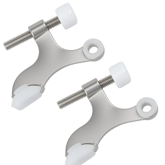 WellMade 2 Pack Heavy Duty Hinge Pin Door Stopper, Adjustable Satin Nickel Finish Door Stop, Wall Protector with Rubber Tip