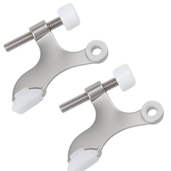 WellMade 2 Pack Hinge Pin Door Stopper, Heavy Duty Zinc Alloy Door Stop with Plastic Tip, Satin Nickel Finish, for Home and Office