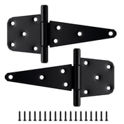 WellMade 6 in. T-Strap Gate Hinge, Heavy Duty Steel Black Shed Door Hinge with Screws for Wooden Fences, 2 pack