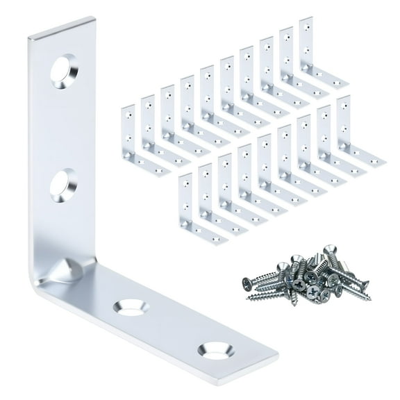 WellMade 2 Inch Corner Braces，Small Metal Joist Right Angle L Brackets for Wood with Screws,20 Pack