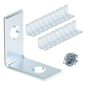 WellMade 1 in. Corner Brace, Zinc Plated Steel L-Bracket with Screws for Furniture and Wood Projects, 20 pack