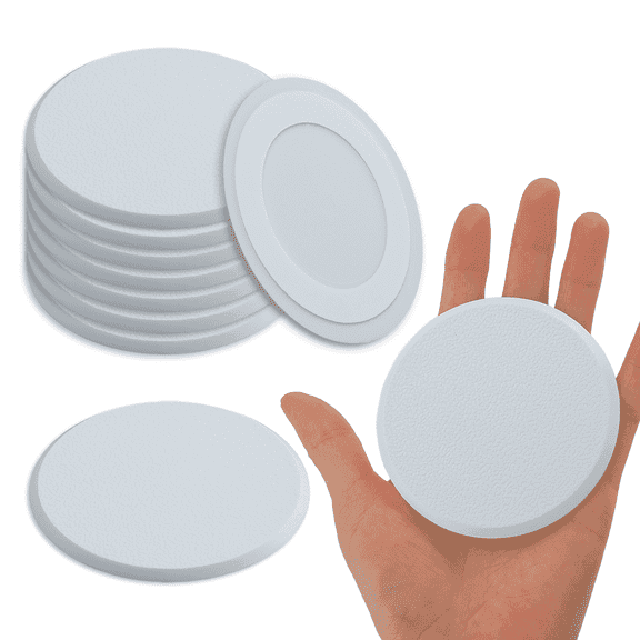 WellMade 3 1/4 in Wall Shield Self Adhesive Protector Round, Rigid Vinyl Hard Wall Protection Pads, White, 10 Pcs