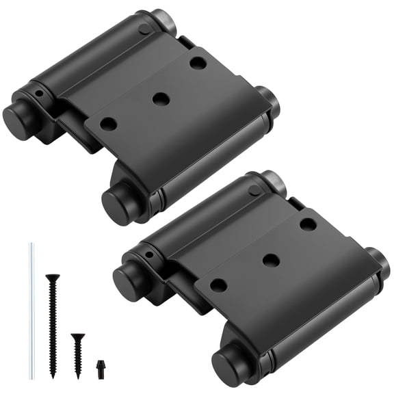 WellMade 3 in. Double Action Spring Hinge, Matte Black Finish Iron, Self-Closing for Swinging Saloon, Pub & Cafe Doors, 2 pack