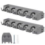 WellMade 32 Mop and Broom Holder Wall Mount Set, Includes 2 Separable 16-inch Tool Organizer Bars with Non-Slip Grips for Garage & Closet Storage