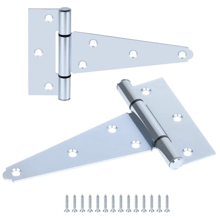 WellMade 5 in. T-Strap Hinge, Zinc Plated Heavy Duty Gate Hinge with Screws for Shed, Barn Door and Fence, 2 pack