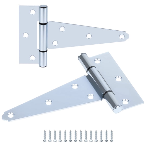 WellMade 5 in. T-Strap Hinge, Zinc Plated Heavy Duty Gate Hinge with Screws for Shed, Barn Door and Fence, 2 pack