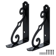 WellMade 5 x 3.5 in. Heavy Duty L Shelf Bracket, Black Metal Floating Shelf Support with Screws, for DIY Shelving & Wall Mount, 2 pack