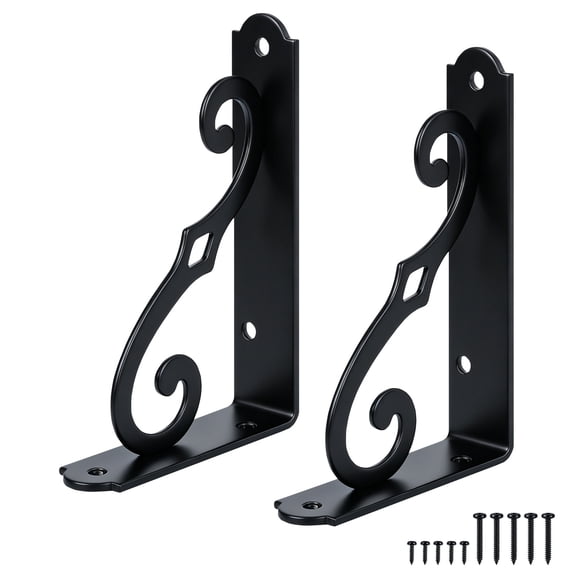 WellMade 5 x 3.5 in. Heavy Duty L Shelf Bracket, Black Metal Floating Shelf Support with Screws, for DIY Shelving & Wall Mount, 2 pack