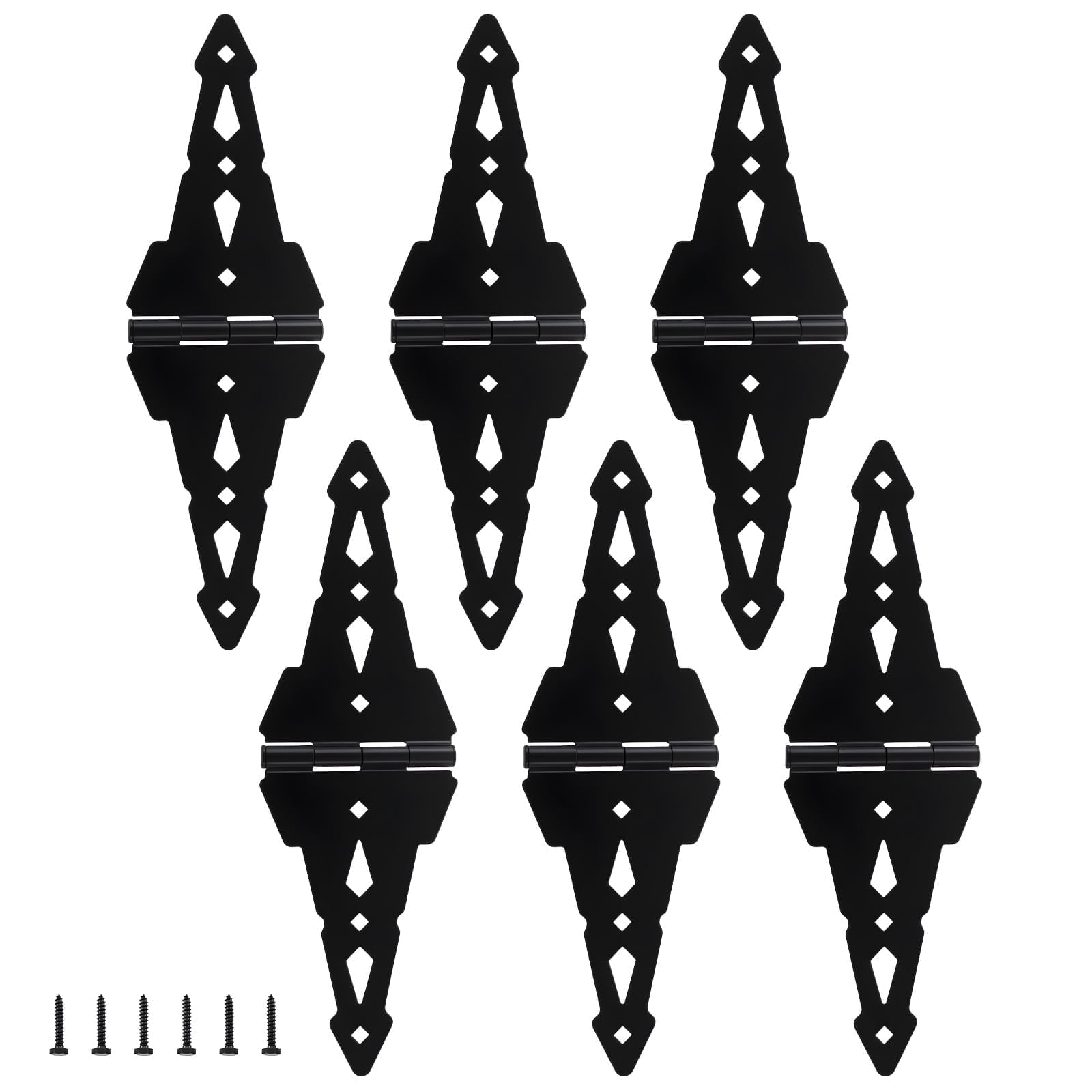 WellMade 8 in. Strap Gate Hinge, Heavy Duty Black Steel Hinge with Screws for Fence, Barn and Garage, 6 pack