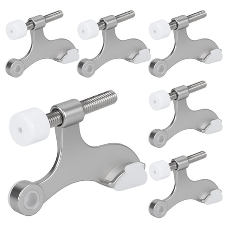 WellMade 6 Pack Hinge Pin Door Stopper, Heavy Duty Zinc Alloy Door Stop with Rubber Tip, Satin Nickel Finish, for Home and Office