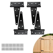 WellMade 8 in. Black T-Strap Hinge, Heavy-Duty Rustproof Iron, Tee Hinge for Barn Gates Sheds Wooden Fences, with Mounting Screws, 4 pack
