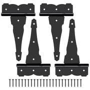 WellMade 8 in. Decorative T-Strap Hinge, Heavy Duty Black Iron Gate Hardware with Screws, for Wood Fences & Doors, 4 pack