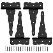 WellMade 8 in. Decorative T-Strap Hinge, Heavy Duty Black Iron Gate Hardware with Screws, for Wood Fences & Doors, 4 pack