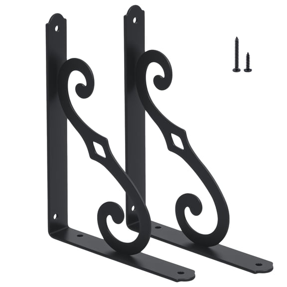 WellMade 8x6 Inch Heavy Duty Decorative Shelf Brackets,2 Pack Rustproof Metal Floating Shelf Supports for Kitchen,Bathroom Living Room