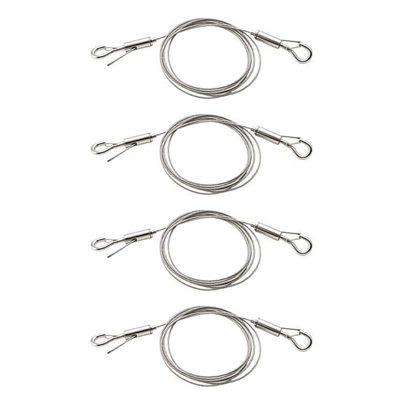 WellMade Adjustable Picture Hanging Cable, 2m×1.5mm Stainless Steel Wire Rope with Hooks, 44lbs Load Capacity, for Wall Art, Mirrors & Frames, 4 pack