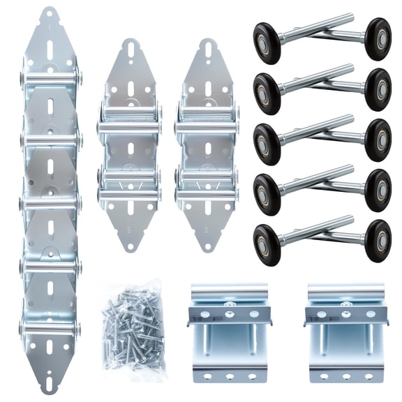 WellMade Garage Door Hinge and Roller Kit, 22-Piece Replacement Parts with Nylon Wheels, Fits 16x7 & 18x7 ft Doors, Galvanized Steel