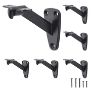 WellMade Handrail Stair Bracket, Heavy Duty Zinc Alloy Handrail Support with Screws, Matte Black, 6 pack