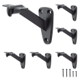 thumbnail image 1 of WellMade Handrail Stair Brackets, Heavy Duty Zinc Alloy Handrail Staircase Bracket, 6 Pack, Matte Black, 1 of 7