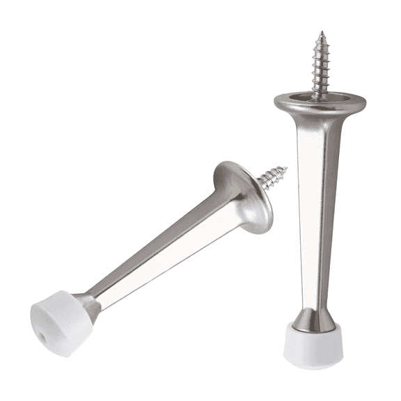 WellMade 3 in. Heavy Duty Screw-In Door Stop, Zinc Alloy Door Stopper with Satin Nickel Finish, 2 pack