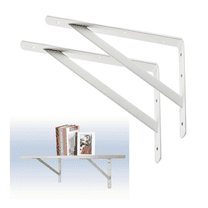 WellMade 12" x 8" Heavy Duty Shelf Brackets, Thick Steel Shelves Supports, White 2 Piece
