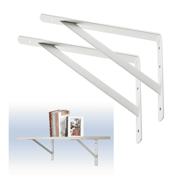 WellMade 12" x 8" Heavy Duty Shelf Brackets, Thick Steel Shelves Supports, White 2 Piece