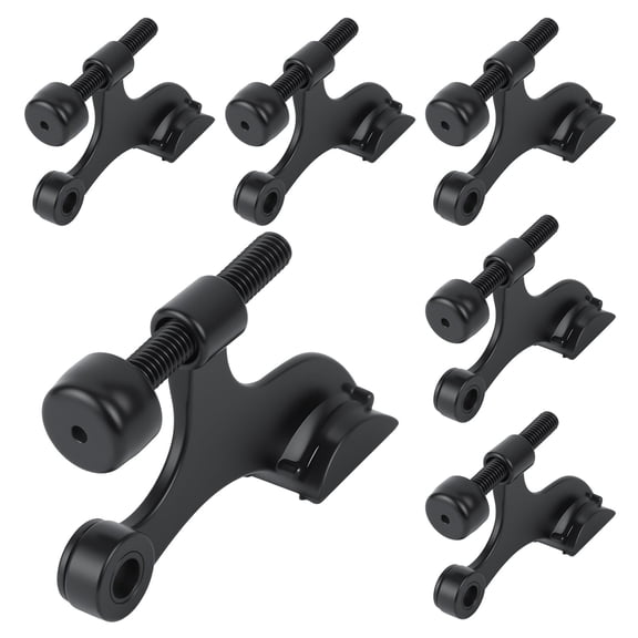 WellMade Hinge Pin Door Stopper, 6 Pack, Heavy Duty Zinc Alloy Door Stop with Cushioned Tip for Home or Office, Matte Black