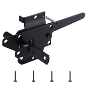 WellMade Heavy Duty Self-Locking Gate Latch, Black Steel Door Lock with Screws for Wooden Fence, Metal Gate and Vinyl Fence, 1 set