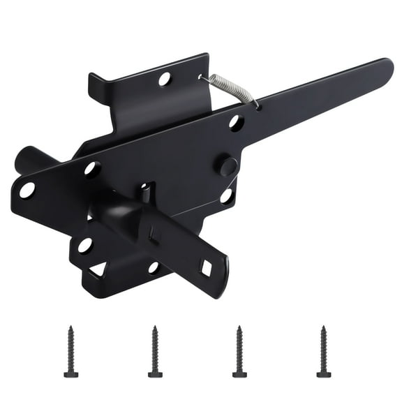 WellMade Self-Locking Gate Latch,Heavy Duty Post Mount Automatic Gravity Lever Door Latches for Wooden Fence,Garden Outdoor, Metal Gates Vinyl Fence, Black Finish with Screws