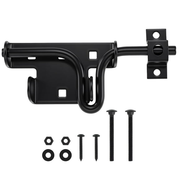 WellMade Heavy Duty Door Locks, Black Sliding Bolt Gate Door Latch with Padlock Hole for Wooden Fence/Shed/Yard/Barn Door