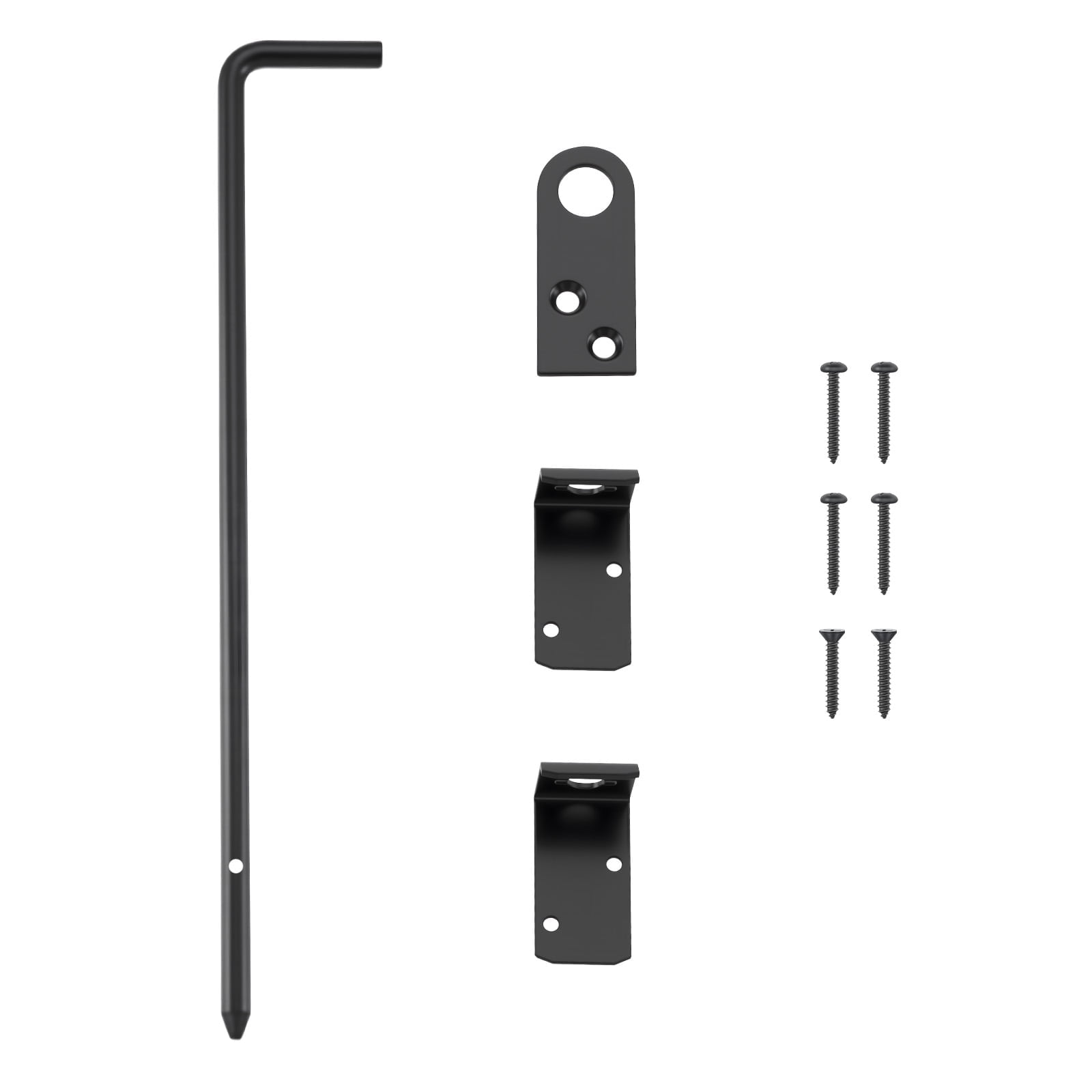 WellMade 18" Cane Bolt, Heavy Duty Gate Drop Rod, Cane Bolts for Gates, Fence Gate Hardware, Metal Gates Doors Stopper for Gate Ground, Black