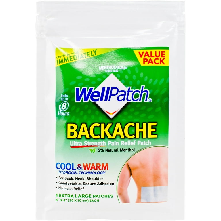 WellPatch Backache Relief Pain Relieving Pads 4 Each