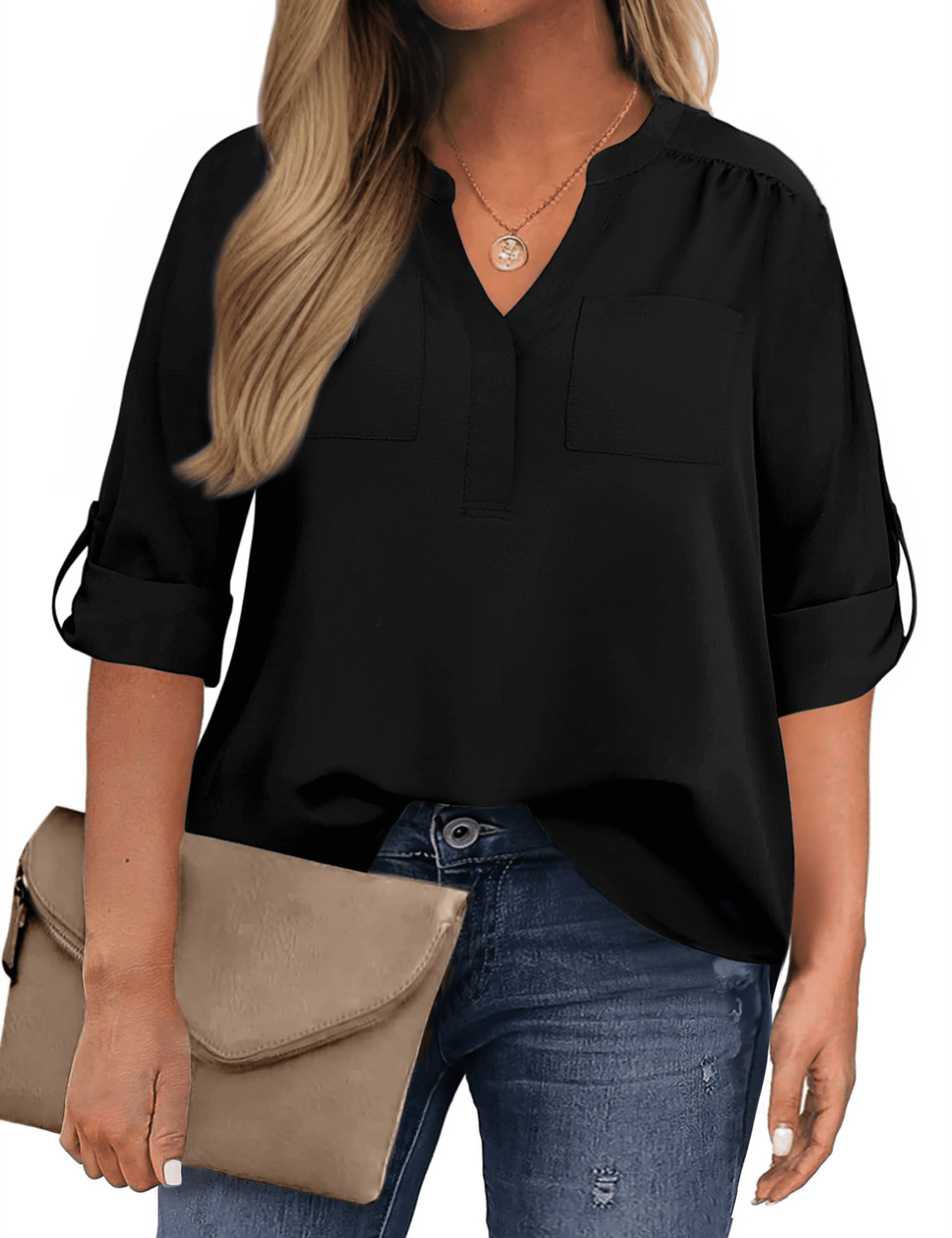 Womens Plus Size Tops Plus Size Tunic Tops For Women UK 3/4 Length