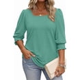 thumbnail image 1 of WellSize 3/4 Sleeve Womens Plus Size Tops Dressy Square Neck Casual Blouses Smocked Cuffs Summer Shirts, 1 of 7