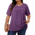 thumbnail image 1 of WellSize Lace Plus Size Women Blouses Casual Tunic Boho Tops Crew Neck Short Sleeve Shirts Trendy Summer Blouses, 1 of 8