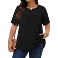 thumbnail image 1 of WellSize Lace Plus Size Women Blouses Casual Tunic Boho Tops Crew Neck Short Sleeve Shirts Trendy Summer Blouses, 1 of 8