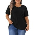 thumbnail image 1 of WellSize Plus Size Blouses for Women Button Tunic Tops V Neck Short Sleeve Summer Shirts, 1 of 8