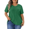 thumbnail image 1 of WellSize Plus Size Blouses for Women Button Tunic Tops V Neck Short Sleeve Summer Shirts, 1 of 8