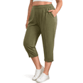 thumbnail image 1 of WellSize Plus Size Capri Pants for Women High Waisted Split Casual Lounge Pants With Pockets Summer Lightweight Cropped Pants, 1 of 7