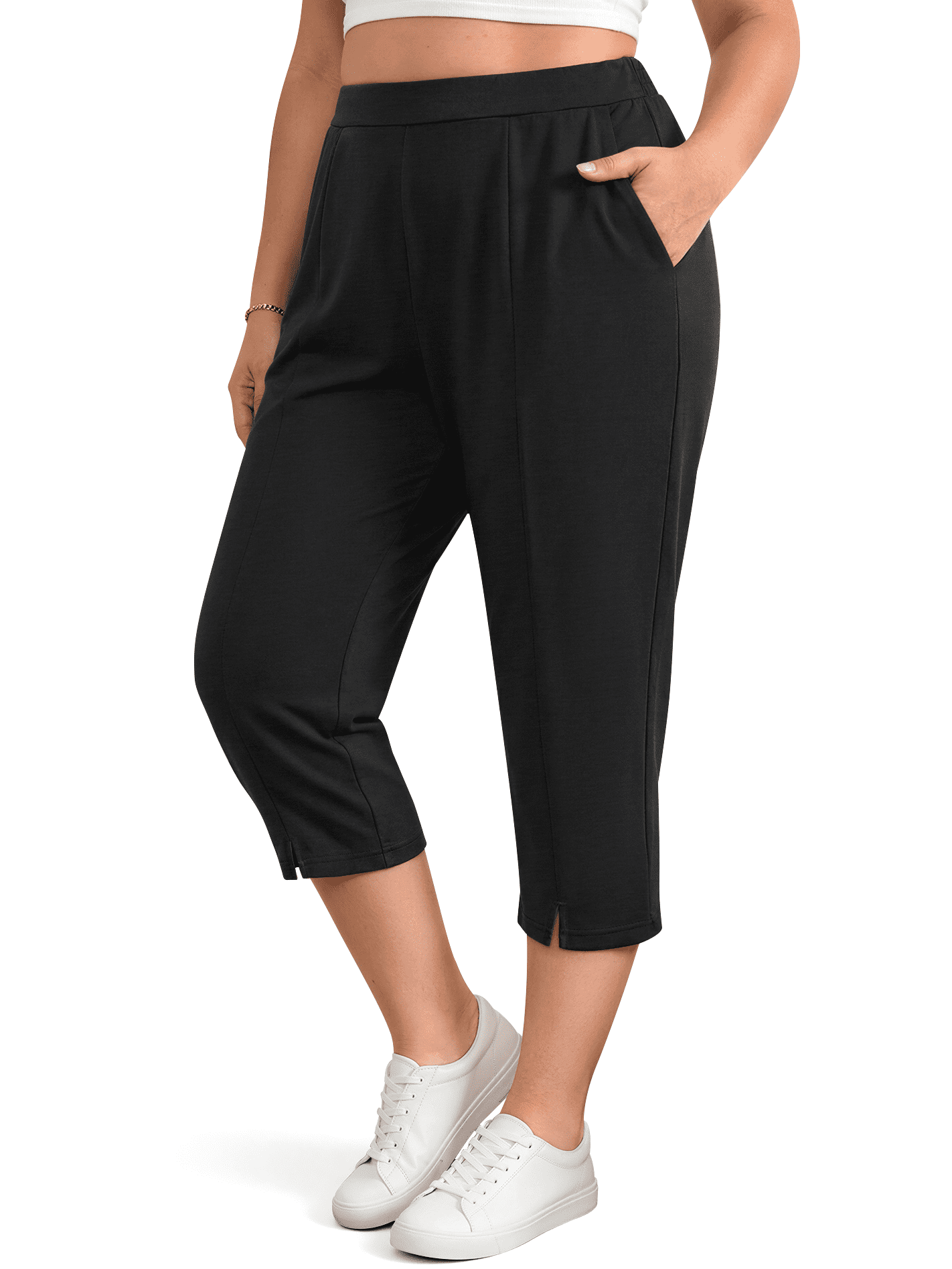 Fantaslook Women Capri Pants High Waisted Drawstring Summer Yoga