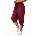 thumbnail image 1 of WellSize Plus Size Capris Pants for Women Lightweight Casual Joggers with Pockets Loose Fit High Waisted Pants, 1 of 7