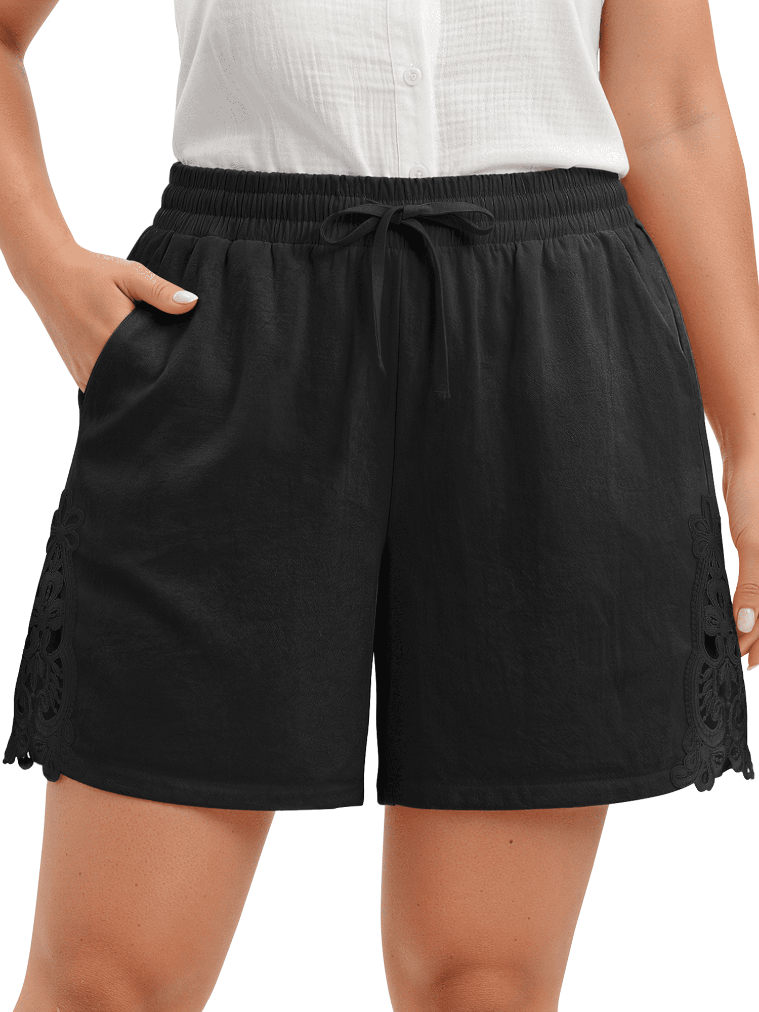 Avamo Ladies Mini Trousers Solid Color Short Pants High Waist